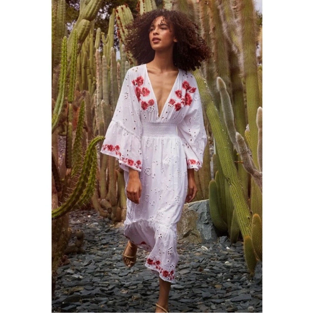 Miss Los Angeles x Anthropologie Corinne Embroidered eyelet dress